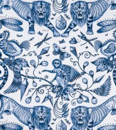 Emma J Shipley Extinct Fabric by Clarke & Clarke Blue Emma J Shipley Extinct Fabric by Clarke & Clarke Blue