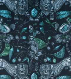 Emma J Shipley Extinct Velvet Fabric by Clarke & Clarke Navy Emma J Shipley Extinct Velvet Fabric by Clarke & Clarke Navy