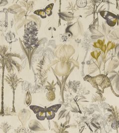 Botany Fabric by Clarke & Clarke Charcoal / Chartreuse Botany Fabric by Clarke & Clarke Charcoal / Chartreuse