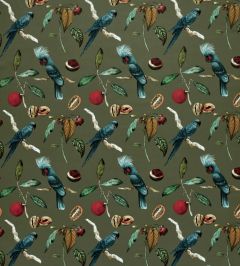 Cockatoo Fabric by Ashley Wilde Olive Cockatoo Fabric by Ashley Wilde Olive