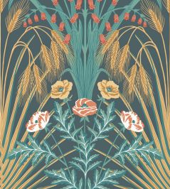Bluebell Wallpaper by Cole & Son Teal, Gold & Coral on Petrol Bluebell Wallpaper by Cole & Son Teal, Gold & Coral on Petrol