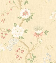 Camellia Wallpaper by Cole & Son Coral & Sage on Buttercup Camellia Wallpaper by Cole & Son Coral & Sage on Buttercup
