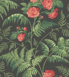 Rose Wallpaper by Cole & Son Red & Leaf Green on Charcoal Rose Wallpaper by Cole & Son Red & Leaf Green on Charcoal