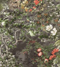 Woodland Wallpaper by Cole & Son Coral, Olive & Charcoal Woodland Wallpaper by Cole & Son Coral, Olive & Charcoal