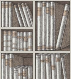 Ex Libris Wallpaper by Cole & Son Stone and Linen Ex Libris Wallpaper by Cole & Son Stone and Linen