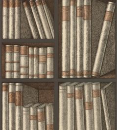 Ex Libris Wallpaper by Cole & Son Oat and Charcoal Ex Libris Wallpaper by Cole & Son Oat and Charcoal