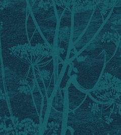 Cow Parsley Velvet Fabric by Cole & Son Petrol & Ink Cow Parsley Velvet Fabric by Cole & Son Petrol & Ink