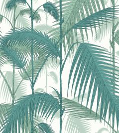 Palm Jungle Fabric by Cole & Son Teal & Viridian on Chalk Palm Jungle Fabric by Cole & Son Teal & Viridian on Chalk