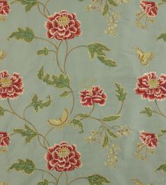 Oriental Poppy Fabric by Colefax and Fowler Aqua Oriental Poppy Fabric by Colefax and Fowler Aqua