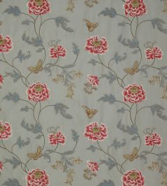Oriental Poppy Fabric by Colefax and Fowler Silver Oriental Poppy Fabric by Colefax and Fowler Silver
