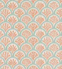Coralli Wallpaper by Jane Churchill Tomato/Blue Coralli Wallpaper by Jane Churchill Tomato/Blue