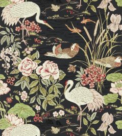 Crane & Frog Wallpaper by Sanderson Ink Black / Multi Crane & Frog Wallpaper by Sanderson Ink Black / Multi