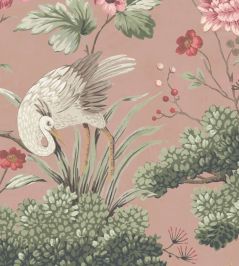 Crane Bird Wallpaper by Woodchip & Magnolia Vintage Pink Crane Bird Wallpaper by Woodchip & Magnolia Vintage Pink