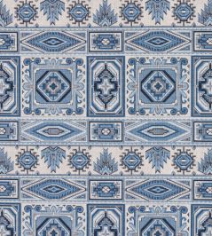 Crowley Epingle Fabric by Schumacher Blue Crowley Epingle Fabric by Schumacher Blue
