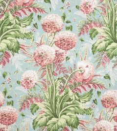 Dahlia Fabric by Anna French Coral on Robin's Egg Dahlia Fabric by Anna French Coral on Robin's Egg