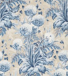 Dahlia Wallpaper by Anna French Navy on Linen Dahlia Wallpaper by Anna French Navy on Linen