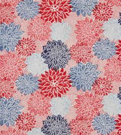 Dahlia Fabric by Molly Mahon Crimson Indigo Dahlia Fabric by Molly Mahon Crimson Indigo