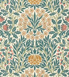 Daisy & Oak Wallpaper by Morris & Co Madder/Teal Daisy & Oak Wallpaper by Morris & Co Madder/Teal