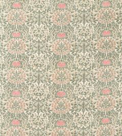 Daisy & Oak Warp Print Fabric by Morris & Co Forest/Rose Daisy & Oak Warp Print Fabric by Morris & Co Forest/Rose