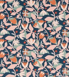Dancing Daisies Print Fabric by Scion Midnight Dancing Daisies Print Fabric by Scion Midnight