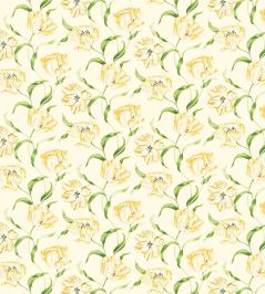 Dancing Tulips Fabric by Sanderson Primrose/Green Dancing Tulips Fabric by Sanderson Primrose/Green