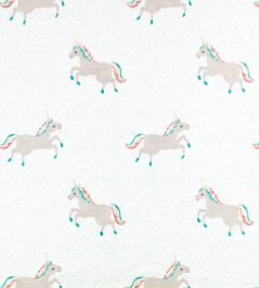 Dancing Unicorns Fabric by Villa Nova Green Dancing Unicorns Fabric by Villa Nova Green