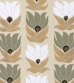 Dauphine Wallpaper by Casamance Grege / Vert Argile Dauphine Wallpaper by Casamance Grege / Vert Argile