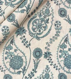Delfyn Paisley Fabric by Ian Sanderson Teal Delfyn Paisley Fabric by Ian Sanderson Teal