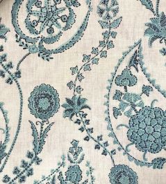Delfyn Paisley Fabric by Ian Sanderson Teal Delfyn Paisley Fabric by Ian Sanderson Teal