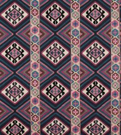 Dorothy's Kilim Fabric by Morris & Co Barbed Berry/Indigo Dorothy's Kilim Fabric by Morris & Co Barbed Berry/Indigo