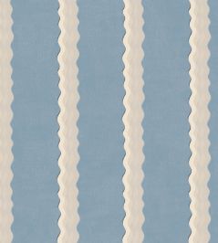 Double Scroll Stripe Fabric by Parker & Jules Sky Double Scroll Stripe Fabric by Parker & Jules Sky