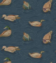 Duck Pond Wallpaper by Mulberry Home Indigo Duck Pond Wallpaper by Mulberry Home Indigo