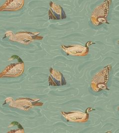 Duck Pond Wallpaper by Mulberry Home Teal Duck Pond Wallpaper by Mulberry Home Teal