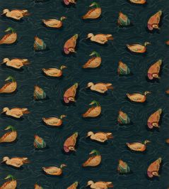 Duck Pond Velvet Fabric by Mulberry Home Indigo Duck Pond Velvet Fabric by Mulberry Home Indigo