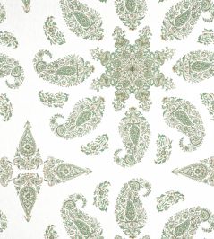 East India Fabric by Thibaut Green and White East India Fabric by Thibaut Green and White