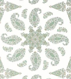 East India Wallpaper by Thibaut Green and White East India Wallpaper by Thibaut Green and White