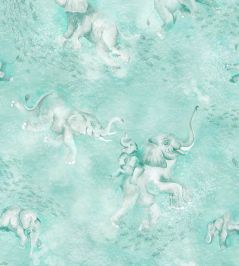 Elephant Breaststroke Wallpaper by Brand McKenzie Aqua Elephant Breaststroke Wallpaper by Brand McKenzie Aqua