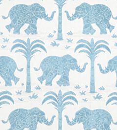Elephant Velvet Fabric by Thibaut French Blue Elephant Velvet Fabric by Thibaut French Blue