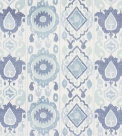 Elizia Ikat Fabric by Schumacher Mineral And Indigo Elizia Ikat Fabric by Schumacher Mineral And Indigo
