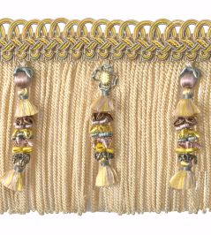 Embellished Bullion Fringe 130mm Trimming by Houles Jaune Celeste Embellished Bullion Fringe 130mm Trimming by Houles Jaune Celeste