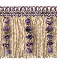 Embellished Bullion Fringe 130mm Trimming by Houles Violet Amarante Embellished Bullion Fringe 130mm Trimming by Houles Violet Amarante