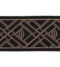 Cross Embroidered Braid 75mm Trimming by Houles Ebene Cross Embroidered Braid 75mm Trimming by Houles Ebene