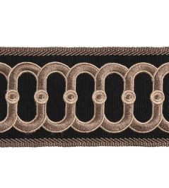 Embroidered Braid 75mm Trimming by Houles Ebene Embroidered Braid 75mm Trimming by Houles Ebene