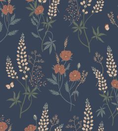 Emma Wallpaper by Sandberg Classic Blue Emma Wallpaper by Sandberg Classic Blue