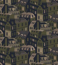 Emmas Apartment Wallpaper by Mini Moderns Olive & Gold Emmas Apartment Wallpaper by Mini Moderns Olive & Gold