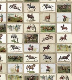English Equestrian Stamps Wallpaper by MINDTHEGAP Taupe/Green/Brown English Equestrian Stamps Wallpaper by MINDTHEGAP Taupe/Green/Brown