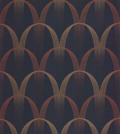 Entree Des Artistes Wallpaper by Casadeco Bleu Encre / Terracotta Entree Des Artistes Wallpaper by Casadeco Bleu Encre / Terracotta