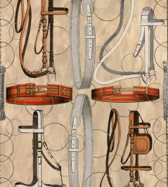 Equestrian Equipment Wallpaper by MINDTHEGAP Taupe/Brown/Red Equestrian Equipment Wallpaper by MINDTHEGAP Taupe/Brown/Red