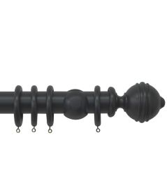 Estate 48mm Wooden Pole Charcoal, Ribbed Ball finial Charcoal Estate 48mm Wooden Pole Charcoal, Ribbed Ball finial Charcoal