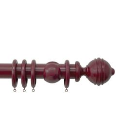 Estate 48mm Wooden Pole Claret, Ribbed Ball finial Claret Estate 48mm Wooden Pole Claret, Ribbed Ball finial Claret